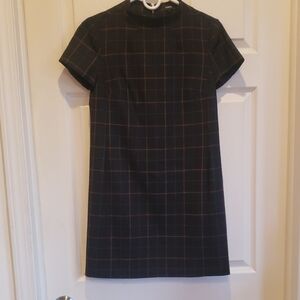 Theory Black and Red Plaid Midi Dress
